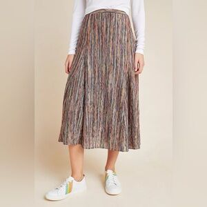 Anthropologie Maeve Freya Pleated Midi Skirt Multicolor Women’s XS